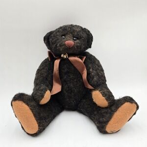 Dark Brown Jointed Bear Cottage Collectibles by Ganz Bell Ribbon